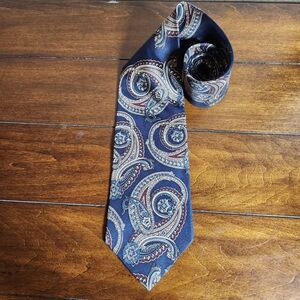 Keith Daniels 100% Silk Paisley Tie in Blue and Burgundy